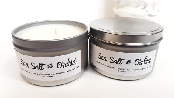 Sea Salt and Orchid Natural Soy Candle | Hand-Poured and Hand-crafted